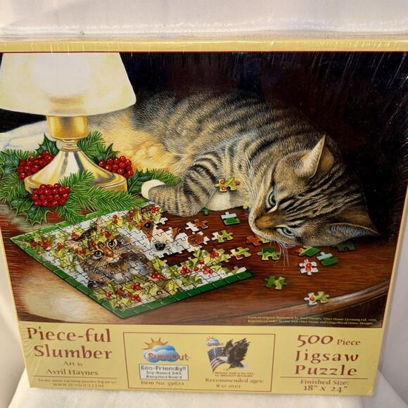 SunsOut: PIECE-FUL SLUMBER By AVRIL HAYNES 500 Piece Puzzle CL59621 New/Sealed - Picture 1 of 5